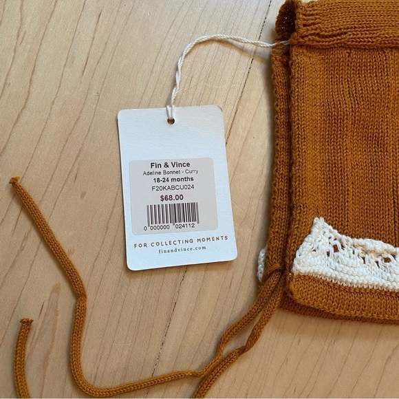 Fin & Vince Adeline Mustard Knitted Bonnet - Picture 3 of 9